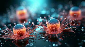 Close up under a microscope view of abstract viruses background photo