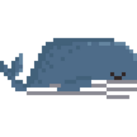 Pixel art cartoon whale character png