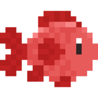 Pixel art cartoon fish character png