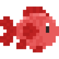 Pixel art cartoon fish character png