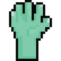 Pixel art cartoon halloween zombie hand icon png