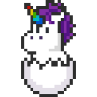 Pixel art unicorn character crack out the egg png