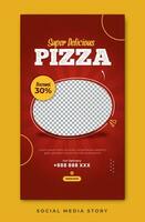 Super delicious pizza social media story template vector