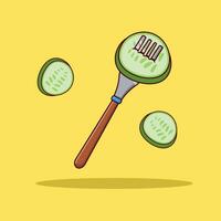 Detailed of cucumber illustration for food icon vector