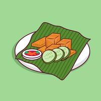 Detailed tofu and tempe on plate illustration for food icon, illustration of asian food icon vector