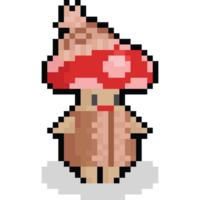 Pixel art cute autumn cartoon mushroom character png