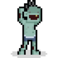 Pixel art happy zombie character png