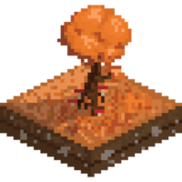 pixel art isométrique l'automne arbre avec champignon en dessous de le arbre png