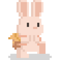 Pixel art cute rabbit with back bucket png