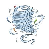 Colored outlined tornado wind disaster vector illustration isolated on white square background. Simple flat cartoon art styled drawing.