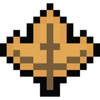 Pixel art cartoon dry maple leaf icon png