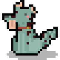 Pixel art cartoon sitting zombie dog character png