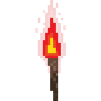 Pixel art fire torch icon png