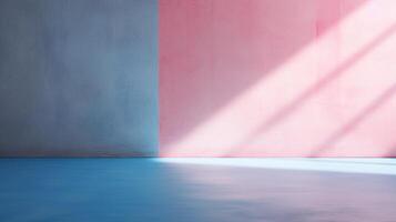 Abstract Gradient Wall in Pastel Pink and Blue with Ample Space for Text and Design Elements photo