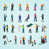 Various people doing different type of work digital vector set collection