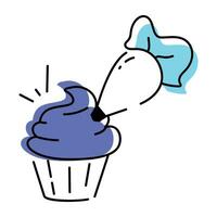 Cupcake frosting hand drawn icon vector