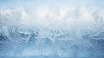 Frost Patterns on a Window Depicting Ice Crystals, Conveying a Winter Feel, Perfect for Holiday Greetings photo