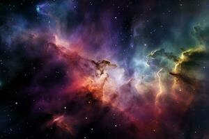 vibrante cósmico galaxia con un arremolinándose nebulosa en un espectro de colores, Perfecto para presentaciones ai generativo foto