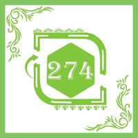 Organic Leaf Design with Number 274 vector