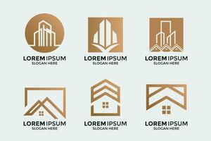 collection of building and house logos vector