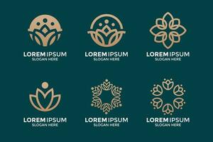 collection of luxurious and elegant flower logos vector
