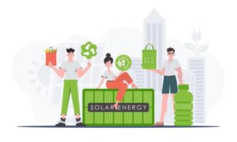 Concept of green world and ecology. ECO team. Flat style. . vector