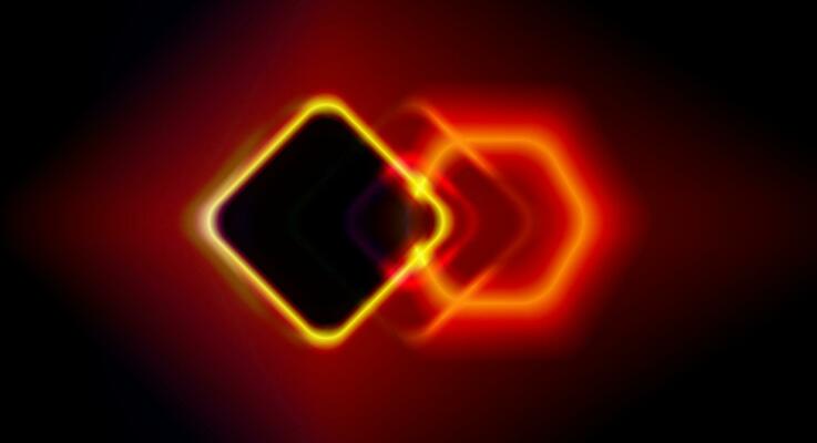 abstract futuristic background with neon geometric shape movement speed on the night sky. Rhombus frame with copy space. vector illustration. dark background