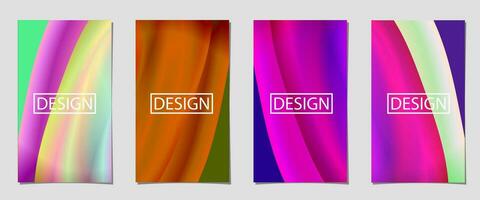set of abstract background with  vertical curved line gradient color, colorful background for poster flyer banner backdrop. vertical banner. elegant smooth silk cover with abstract round line. vector