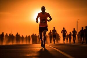 corriendo dentro el amanecer - un símbolo de resistencia y determinación ai generativo foto