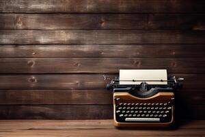 Vintage typewriter on rustic wooden background AI Generative photo