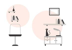 Interior in Lineart minimalistic style. background for presentations, posters and applications. Vector illustration.