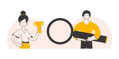 The concept of finding employees for work. Lineart minimalistic style. Vector illustration.