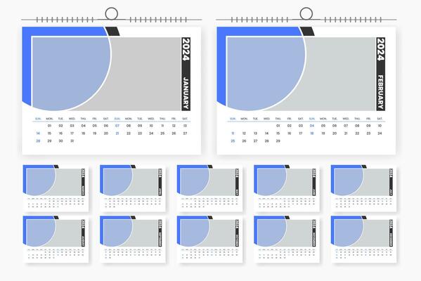 modern 2024 desk calendar template design