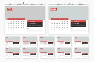 modern 2024 desk calendar template design vector