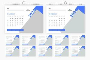 modern 2024 desk calendar template design vector
