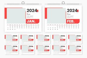 modern 2024 desk calendar template design vector