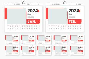 modern 2024 desk calendar template design vector