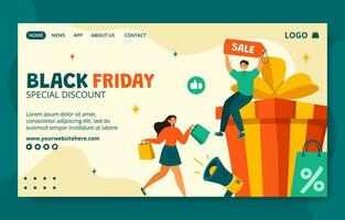 Black Friday Sale Event Social Media Landing Page Cartoon Templates Background Illustration vector