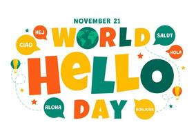 World Hello Day Vector Illustration on November 21 of Speech Bubbles with Different Languages from all over the Country in Flat Cartoon Background