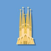 Sagrada Familia Spain Barcelona Monument Digital Vector Illustrations