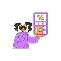 Gorgeous woman with a percentage. The topic of paying taxes. vector