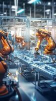 Glimpse of the future manufacturing with humanoid robots AI Generative photo