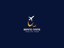 airplane letter logo design vector