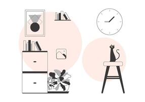 Interior in Lineart minimalistic style. background for presentations, posters and applications. Vector illustration.