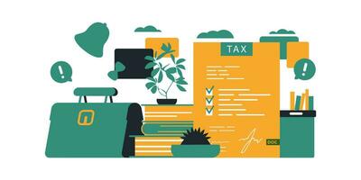 Trendy composition on the theme of paying taxes. vector