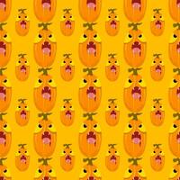 Seamless pattern pumpkins Halloween cute ghost background. to be used as a decoration and gift wrapping paper. vector illustration