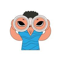 Attractive man looks through binoculars. HR theme. vector