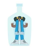 The girl is inside the bottle. Alcohol addiction. vector