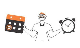 The guy helps teaches English. The concept of learning a foreign language. Linear modern style. Isolated, illustration. vector