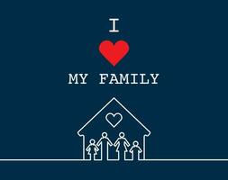 flat design vector i love my family message card poster background